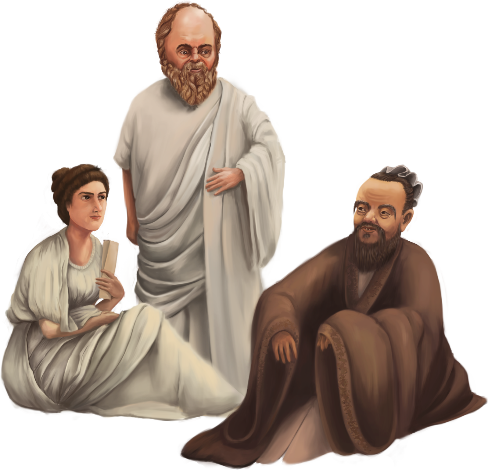 Hypatia, Socrates, and Confucius